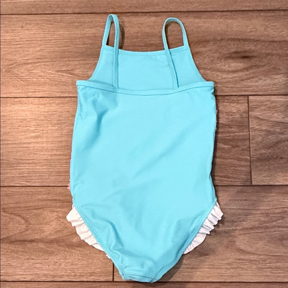 Gymboree Turquoise One-Piece Swimsuit with Rainbow Ruffle